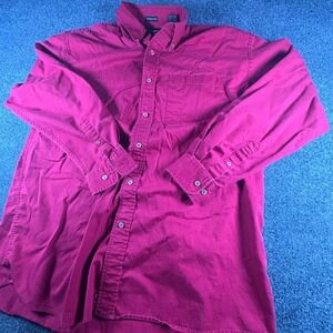 Dunbrooke Shirt Mens XL Red Cotton Twill Wrinkle Free Long Sleeve Button Down